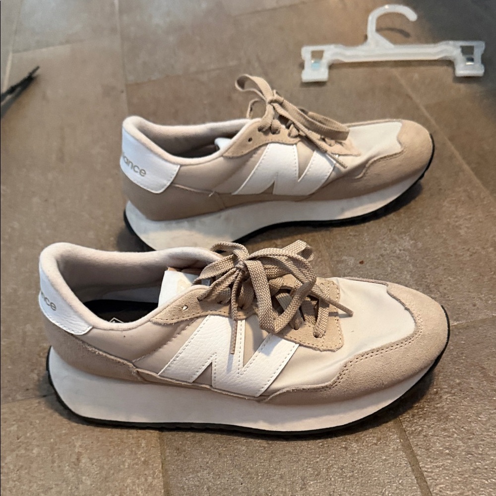 New Balance Cream and White Athletic Shoes